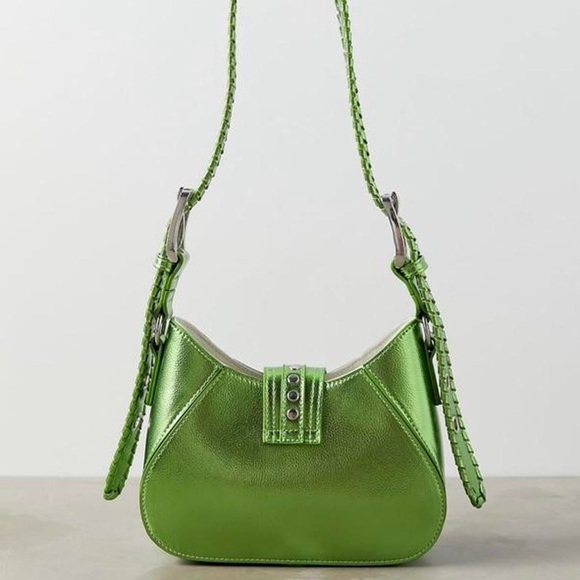 Shoulder/Crossbody Bag in Chrome Green ( Silver Accents ) - Picture 3 of 3